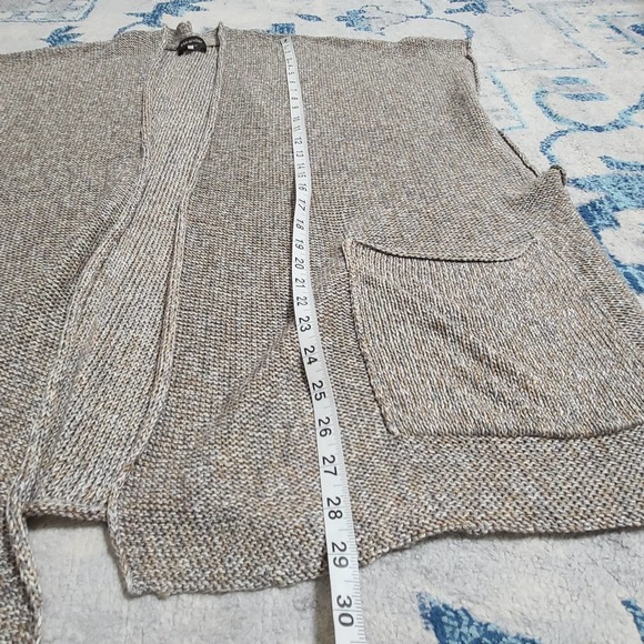 Eskandar Sweater Cardigan Sleeveless Brown Gray Linen O/S Lagenlook Art to Wear - Picture 10 of 11